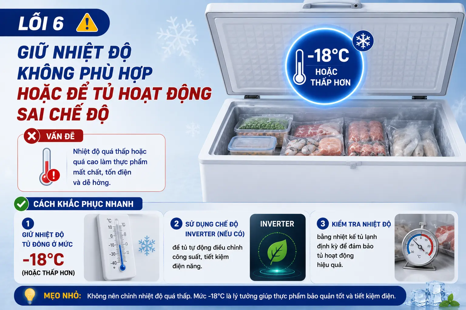 7 lỗi người dùng thường làm khi dùng tủ đông và cách khắc phục nhanh chóng