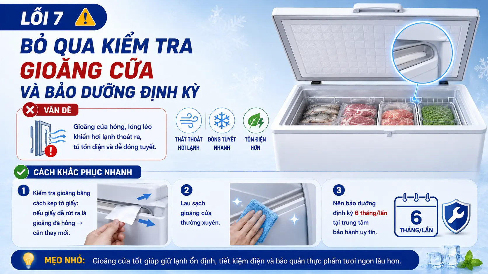 7 lỗi người dùng thường làm khi dùng tủ đông và cách khắc phục nhanh chóng