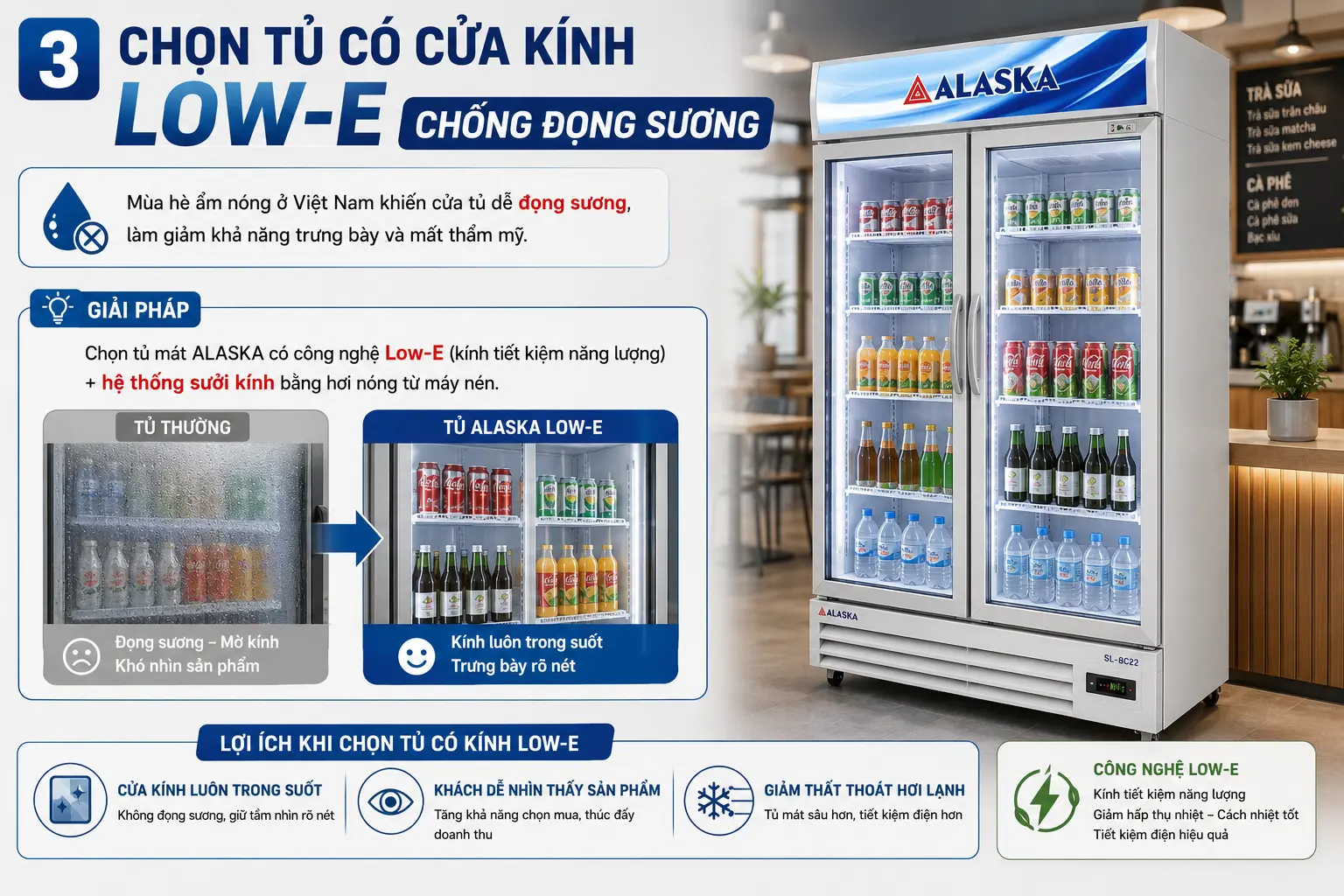 Cách chọn tủ mát cho quán trà sữa, cà phê, nhà hàng năm 2026