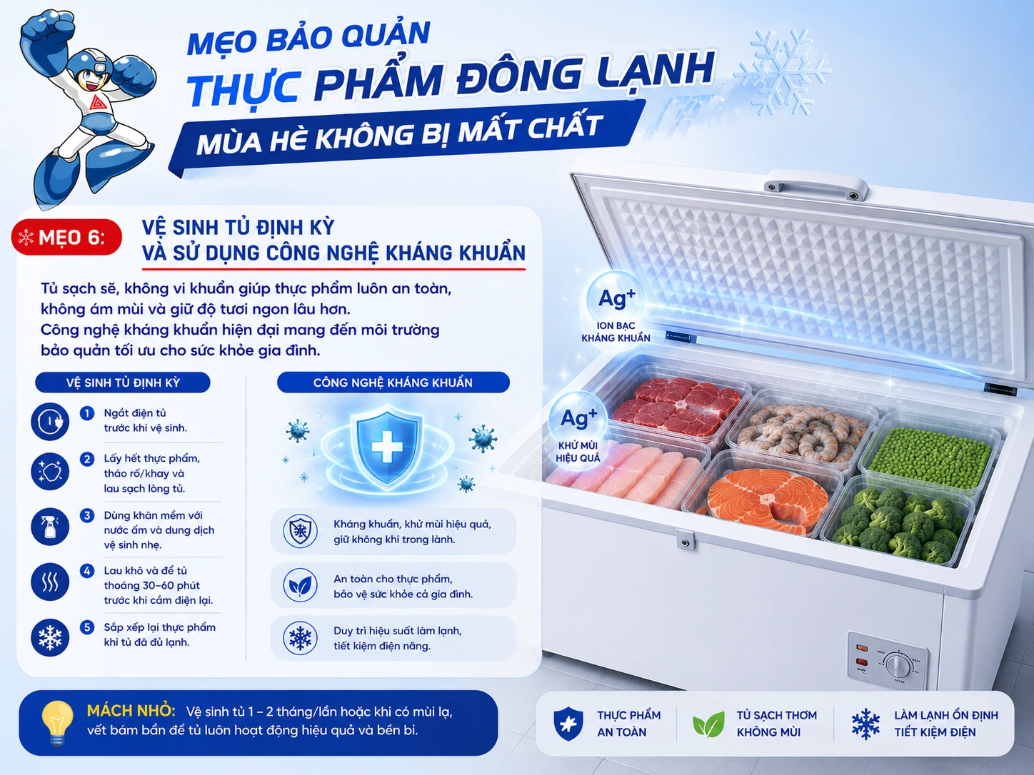 Mẹo bảo quản thực phẩm đông lạnh mùa hè không bị mất chất