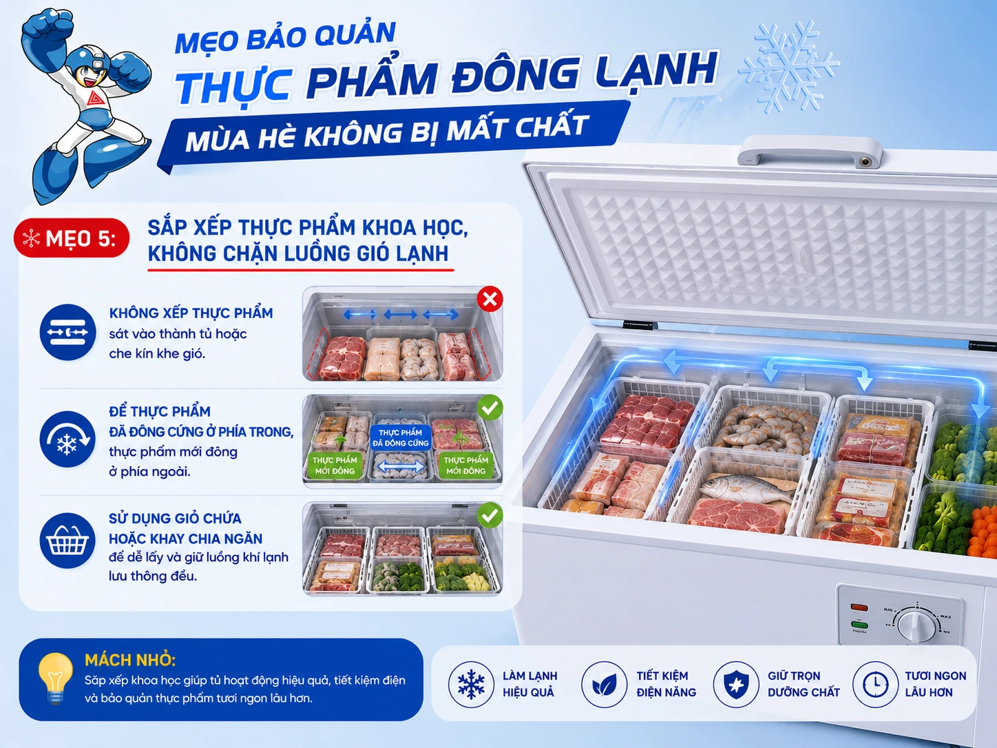 Mẹo bảo quản thực phẩm đông lạnh mùa hè không bị mất chất